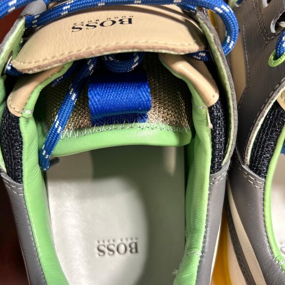 BOSS Panelled-Design Low-Top Leather Sneakers - Picture 6 of 11